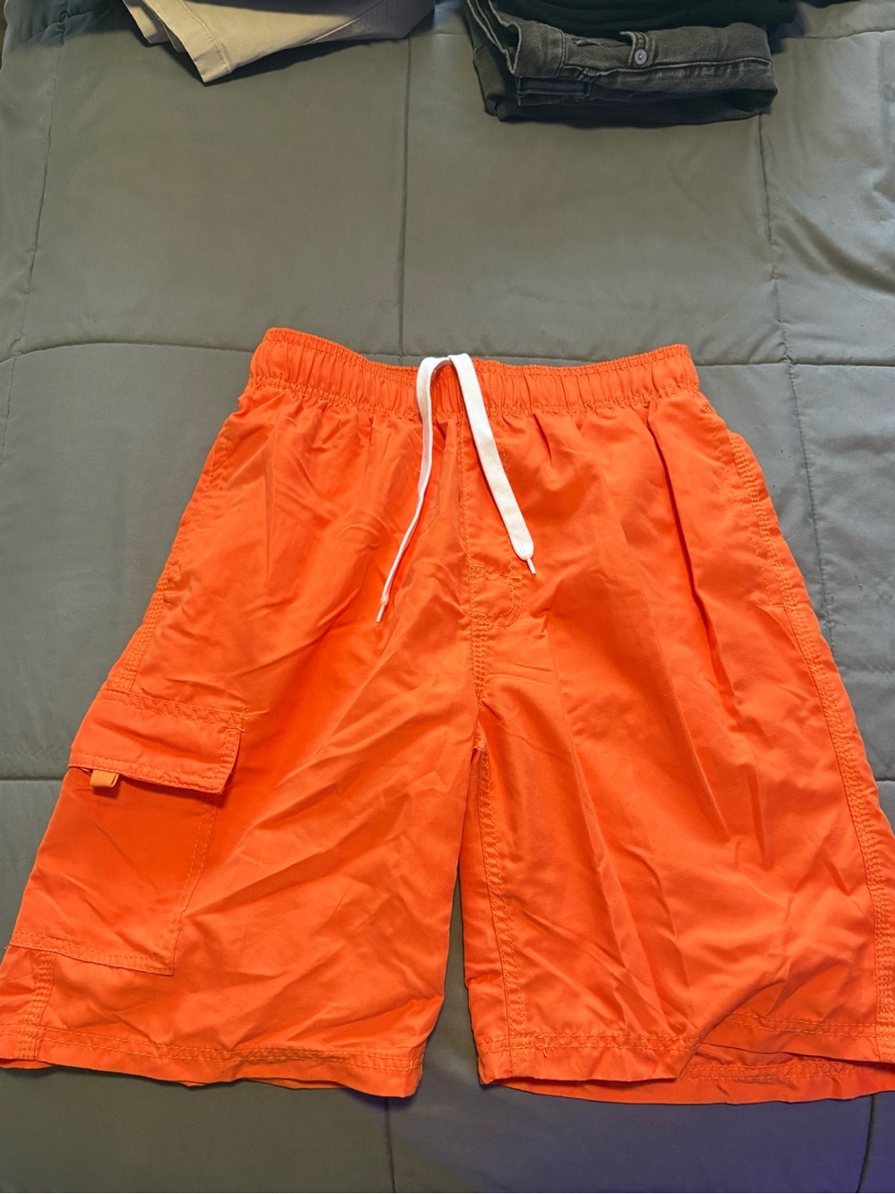 Men’s brand new never used Orange Cargo Swim Shorts with Drawstring